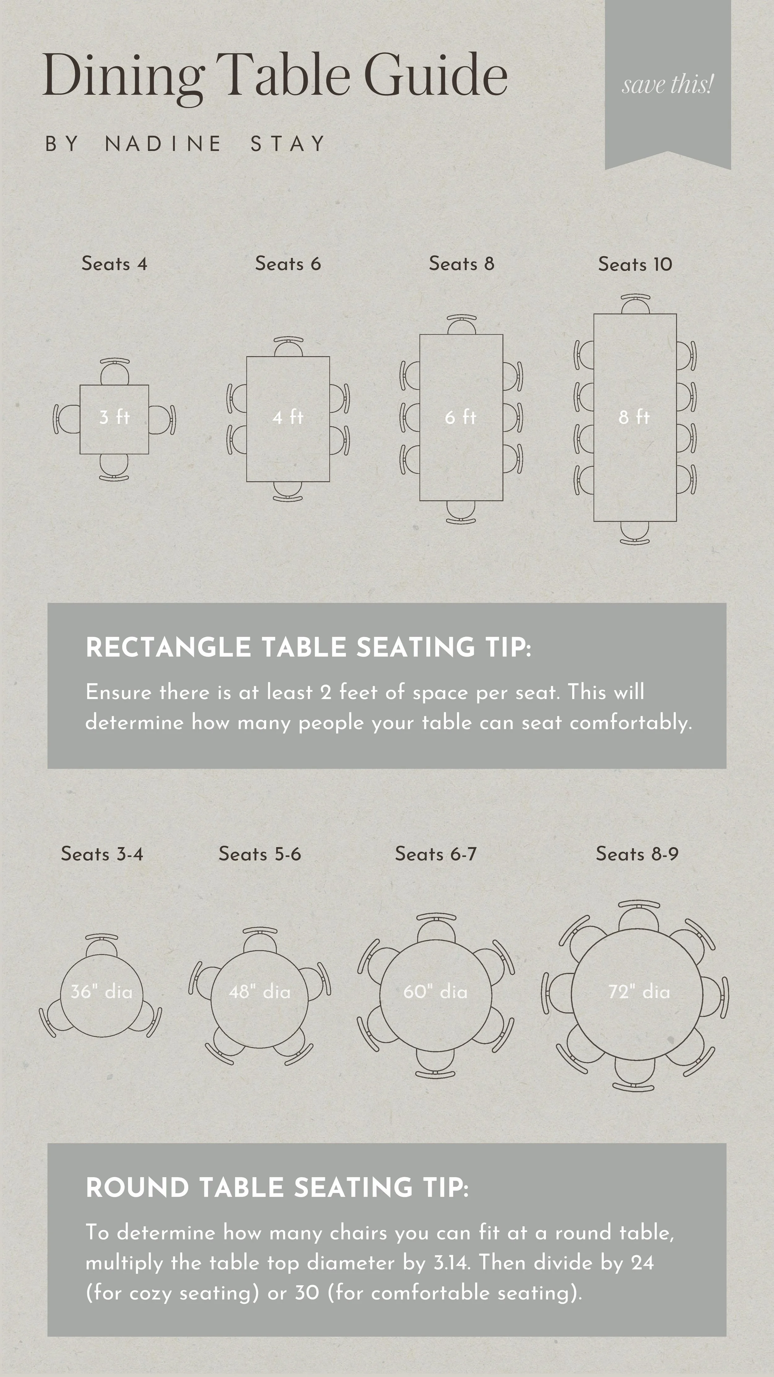Dining Table Size Shape Seating Guide Nadine Stay